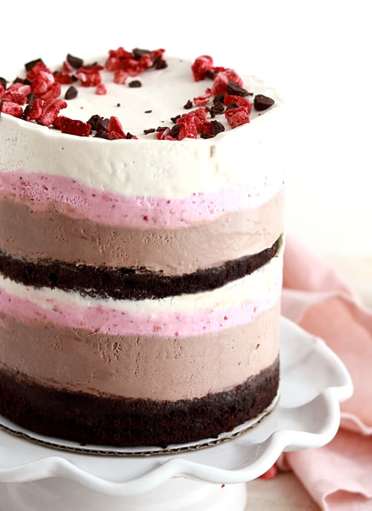 neapolitan ice cream cake by sugar and sparrow