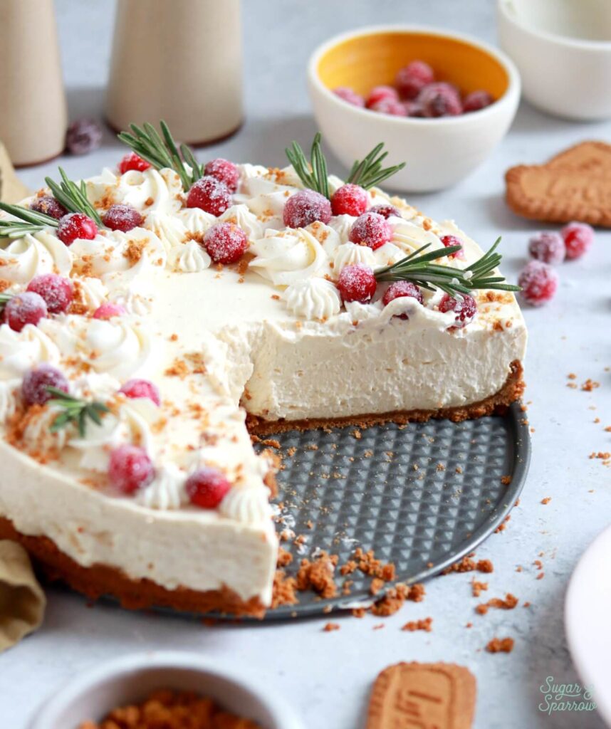 eggnog cheesecake recipe with biscoff cookie crust