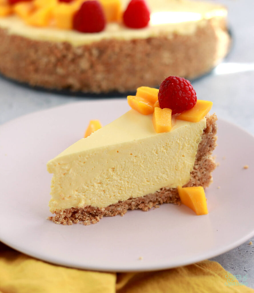 no bake cheesecake recipe with mangoes and raspberries