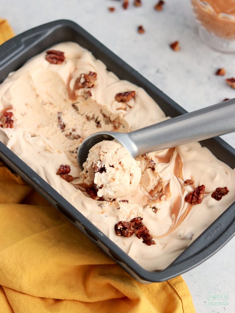 easy dulce de leche ice cream recipe by sugar and sparrow
