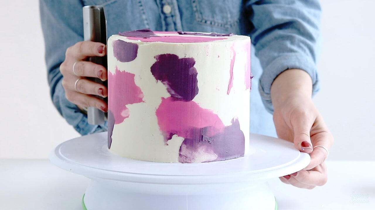 watercolor buttercream cake by sugar and sparrow