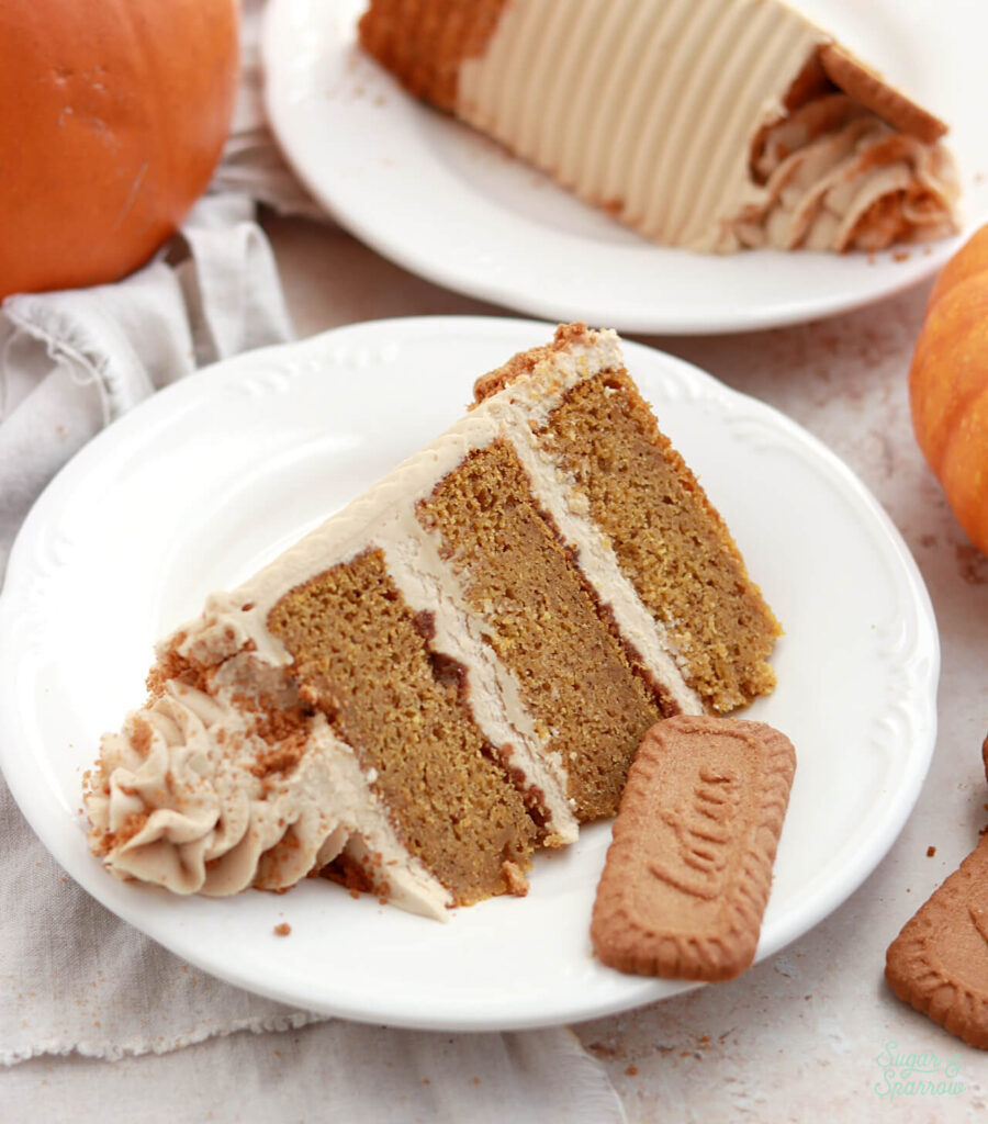 pumpkin biscoff cake recipe by sugar and sparrow