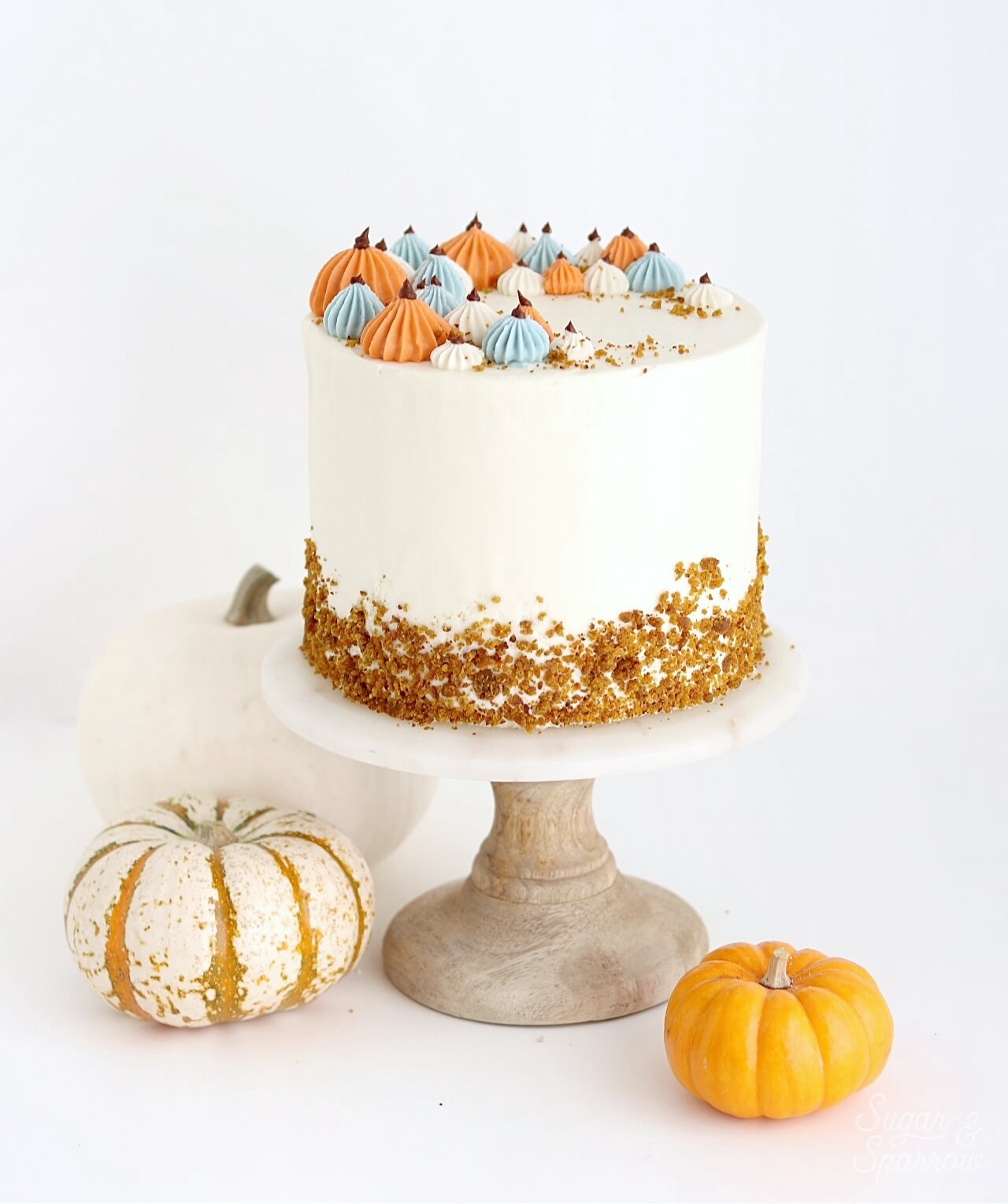 pumpkin layer cake recipe by sugar and sparrow