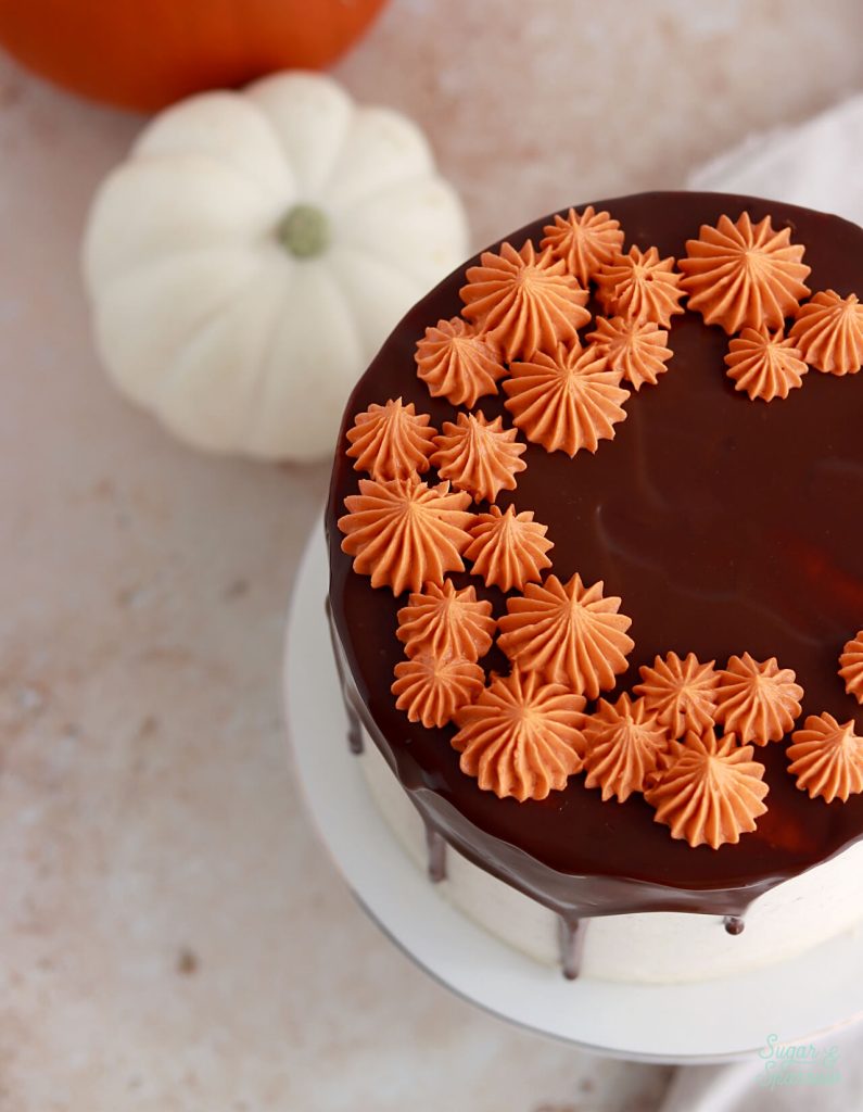 pumpkin chocolate cake with brown butter buttercream