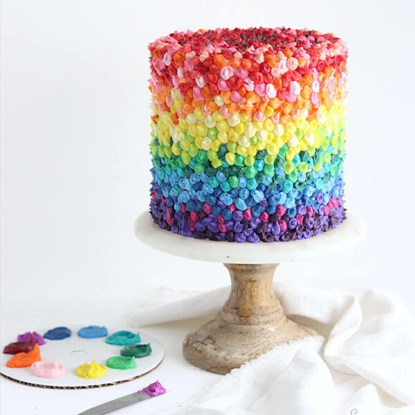 rainbow cake by sugar and sparrow