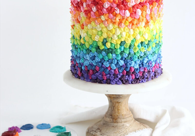 rainbow cake by sugar and sparrow