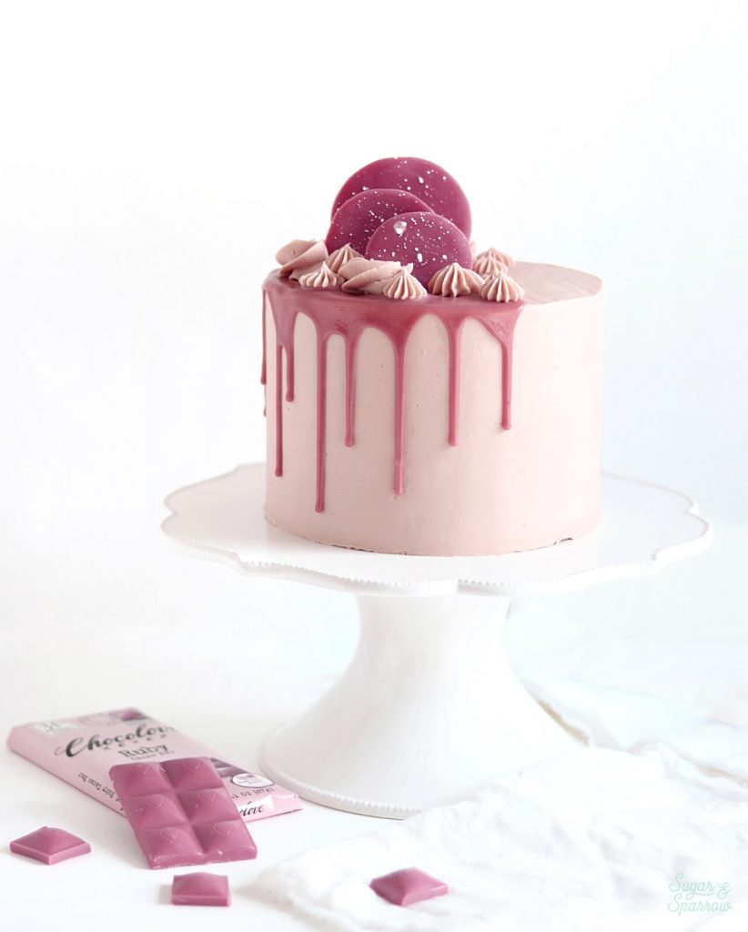 ruby chocolate cake recipe by sugar and sparrow