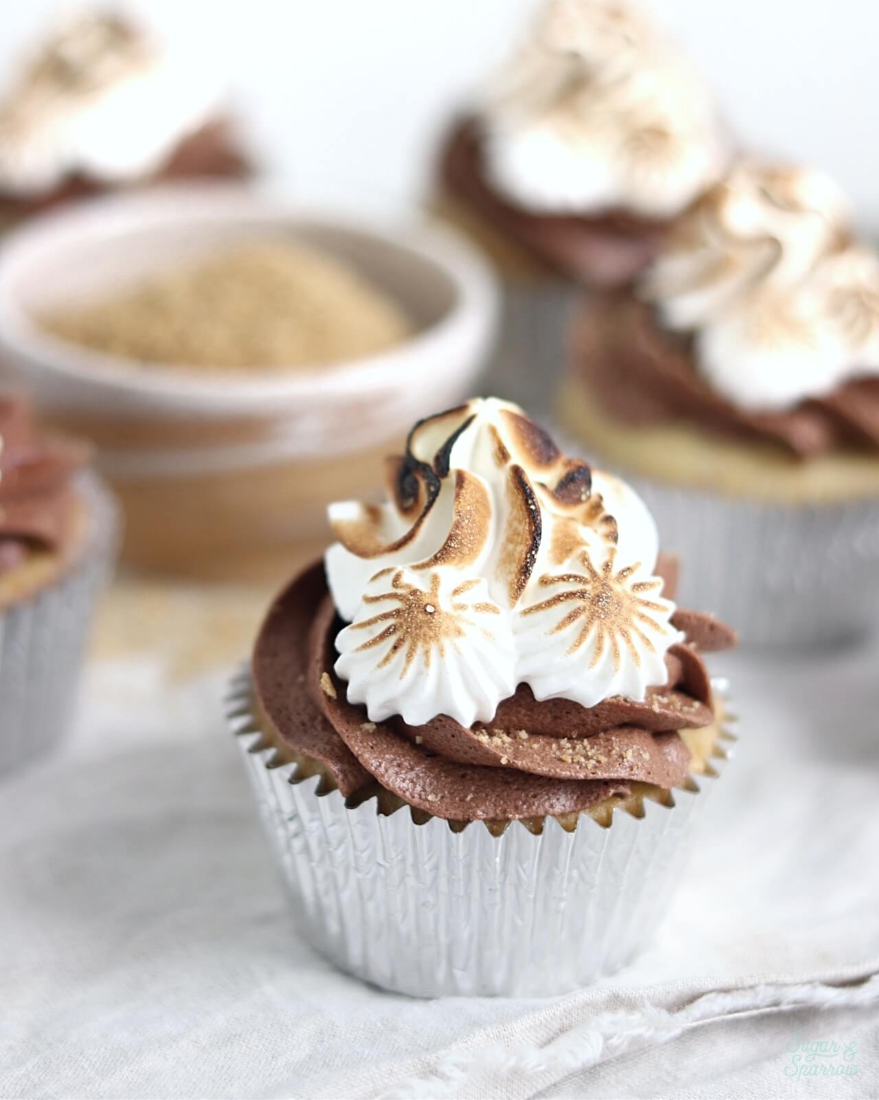 smores cupcake recipe by Sugar and Sparrow