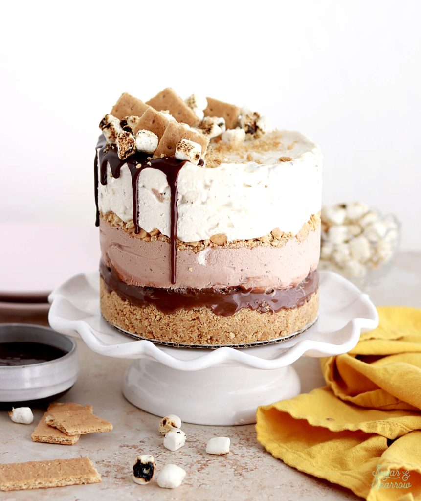 no churn smores ice cream layer cake recipe