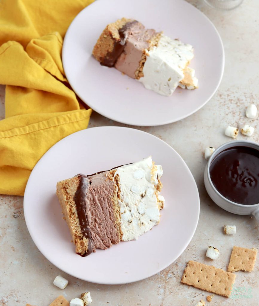 smores ice cream cake with graham cracker crust