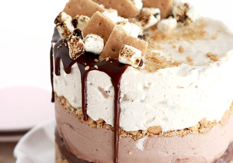 smores ice cream cake recipe by sugar and sparrow