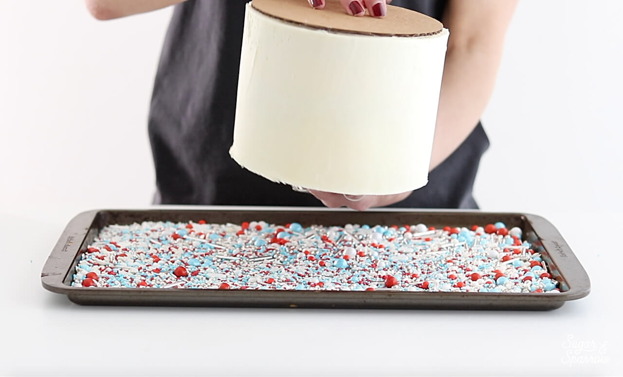 how to roll a cake in sprinkles