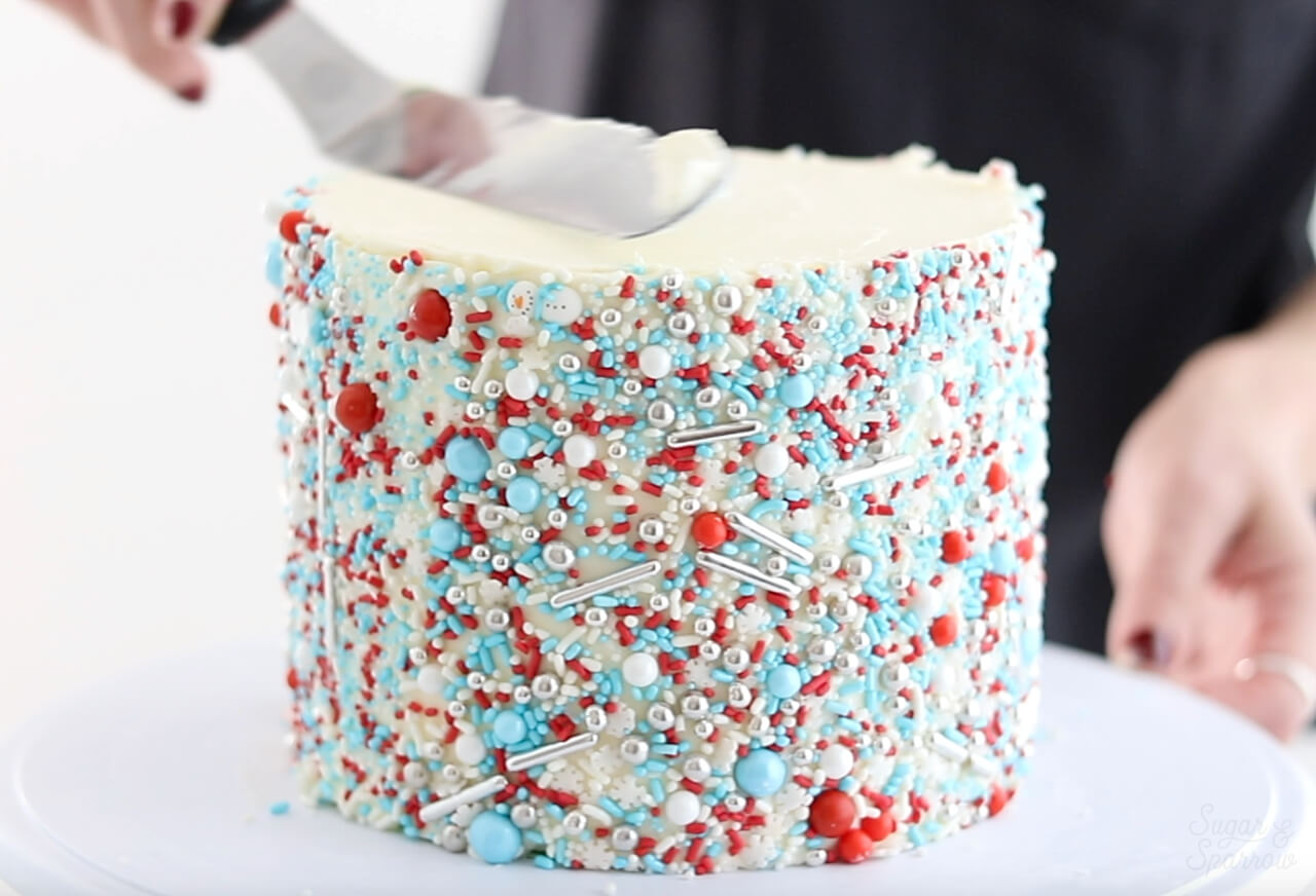 sprinkle covered cake tutorial