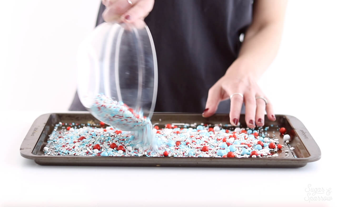 how to roll a buttercream cake in sprinkles