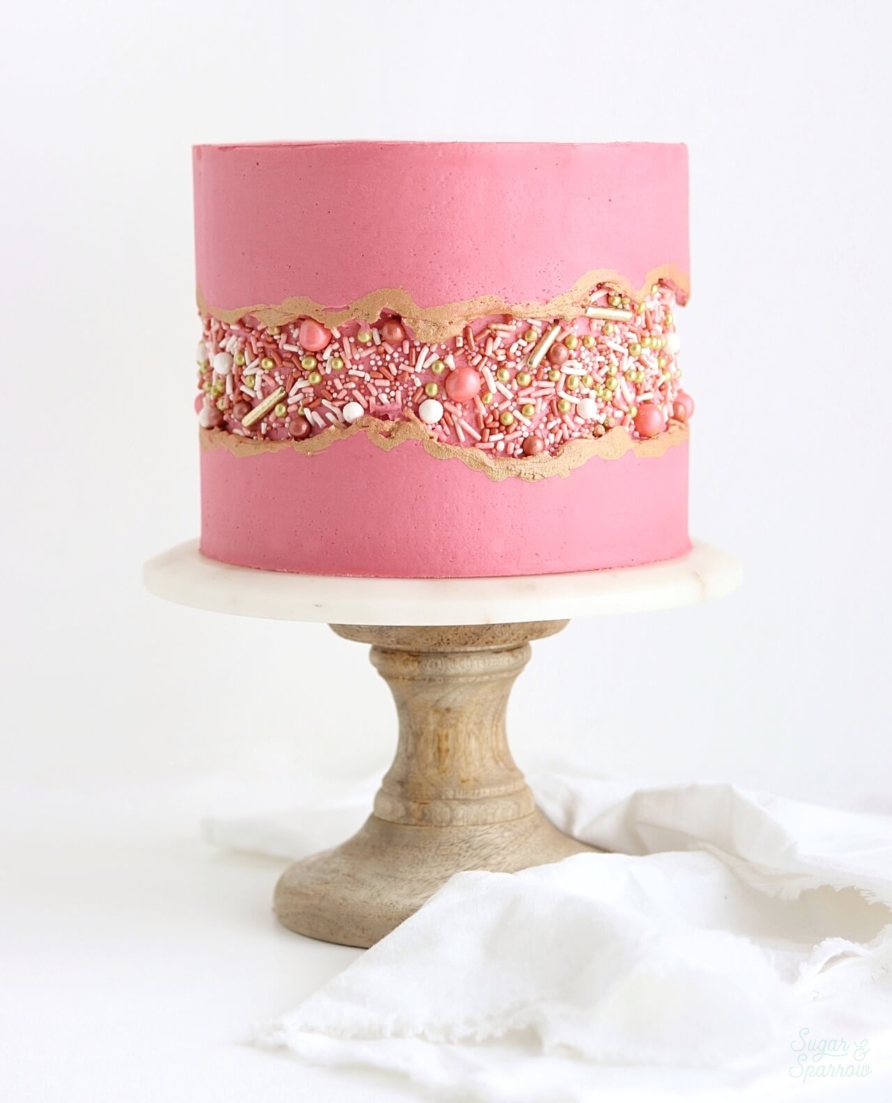 Rose gold cake by Sugar and Sparrow