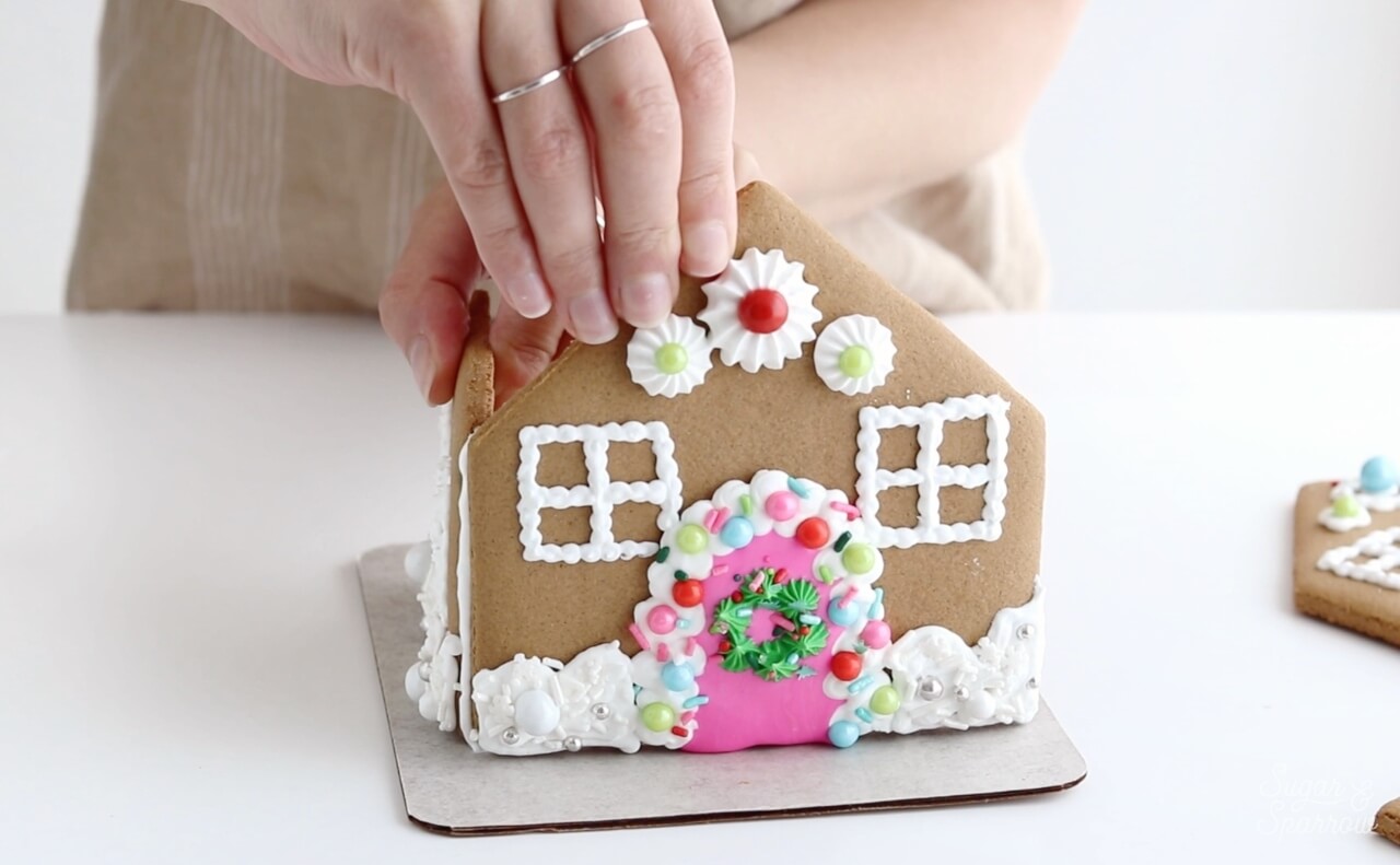 assembling gingerbread house