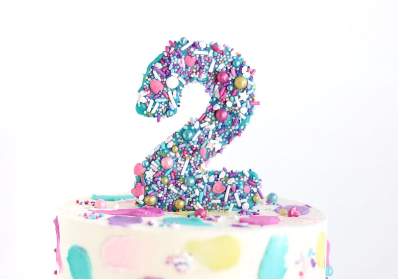 sprinkle number cake topper tutorial