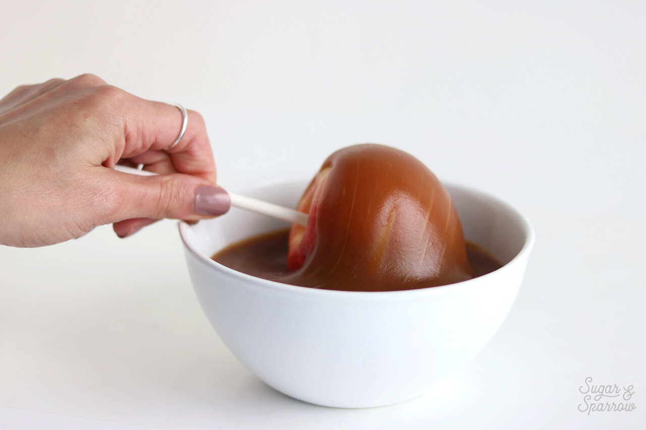 dipping apples in Kraft caramel