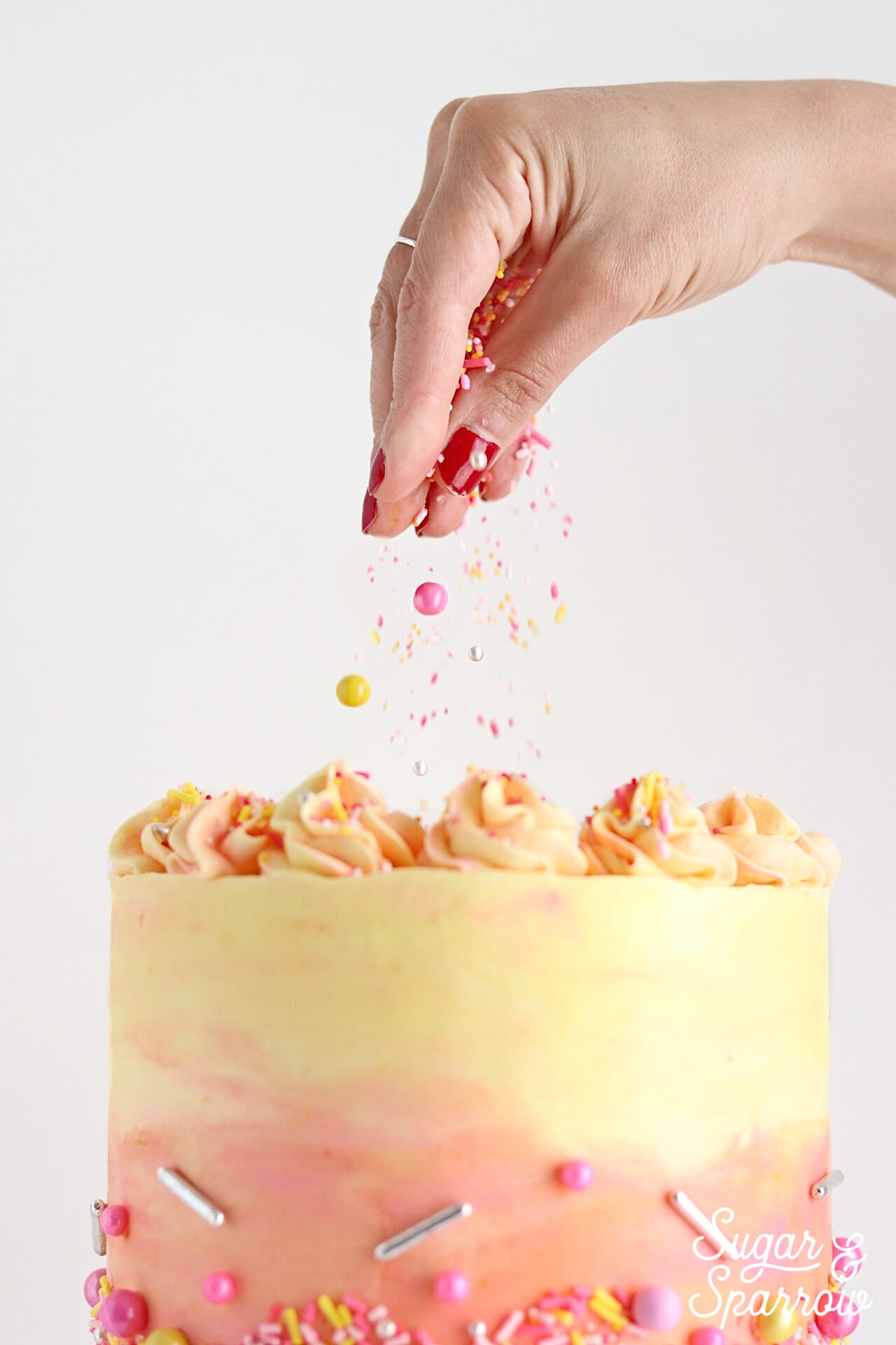 sprinklepop sprinkles on cake by Sugar and Sparrow