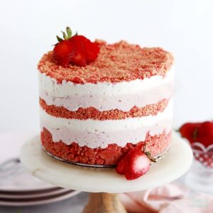strawberry shortcake ice cream cake recipe by sugar and sparrow