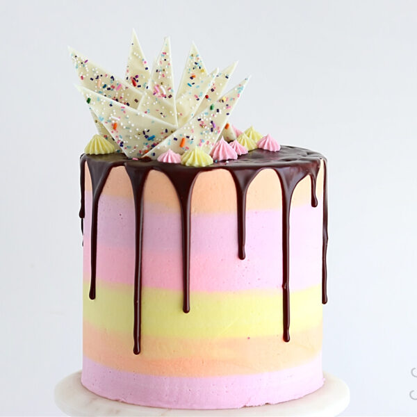 striped buttercream cake