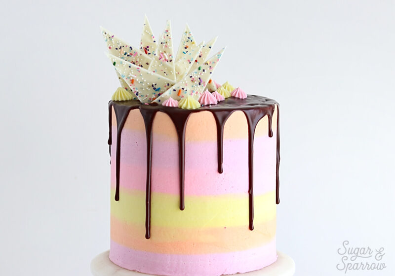 striped buttercream cake