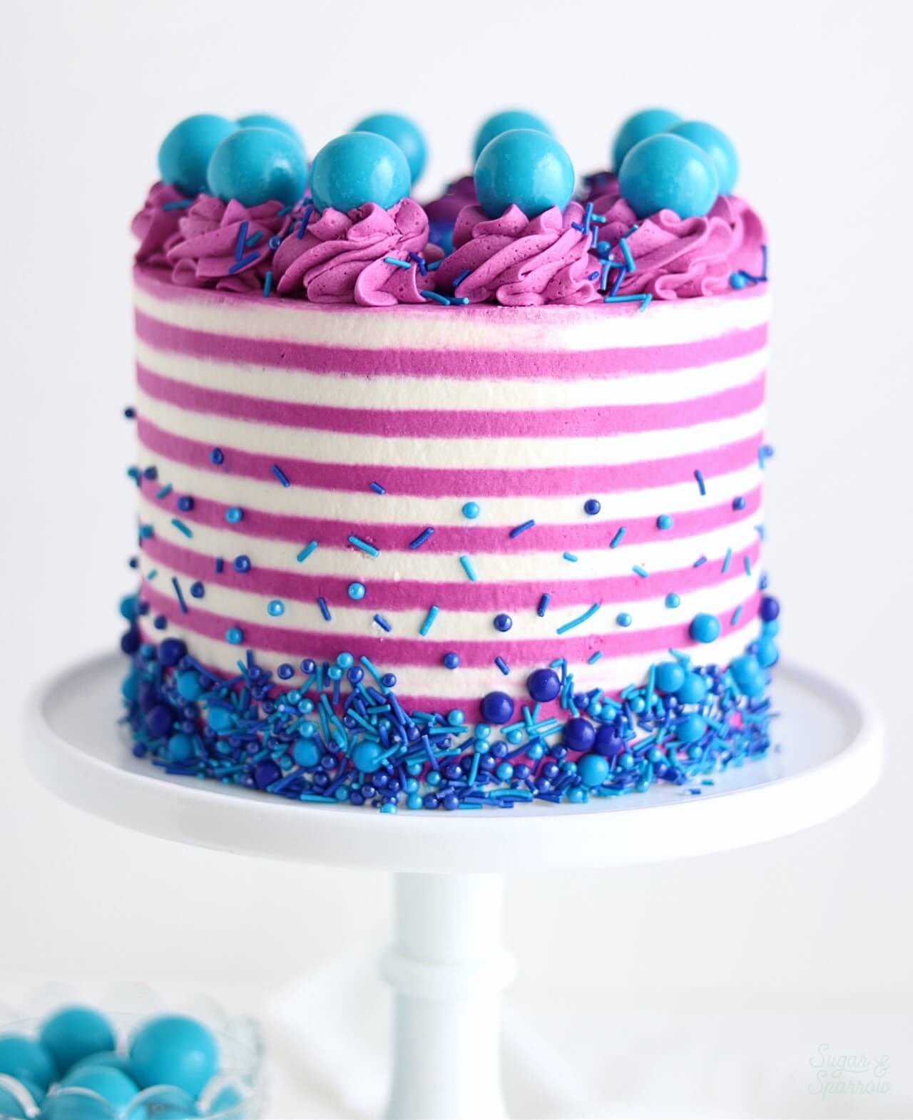 pinstriped cake with sprinkles