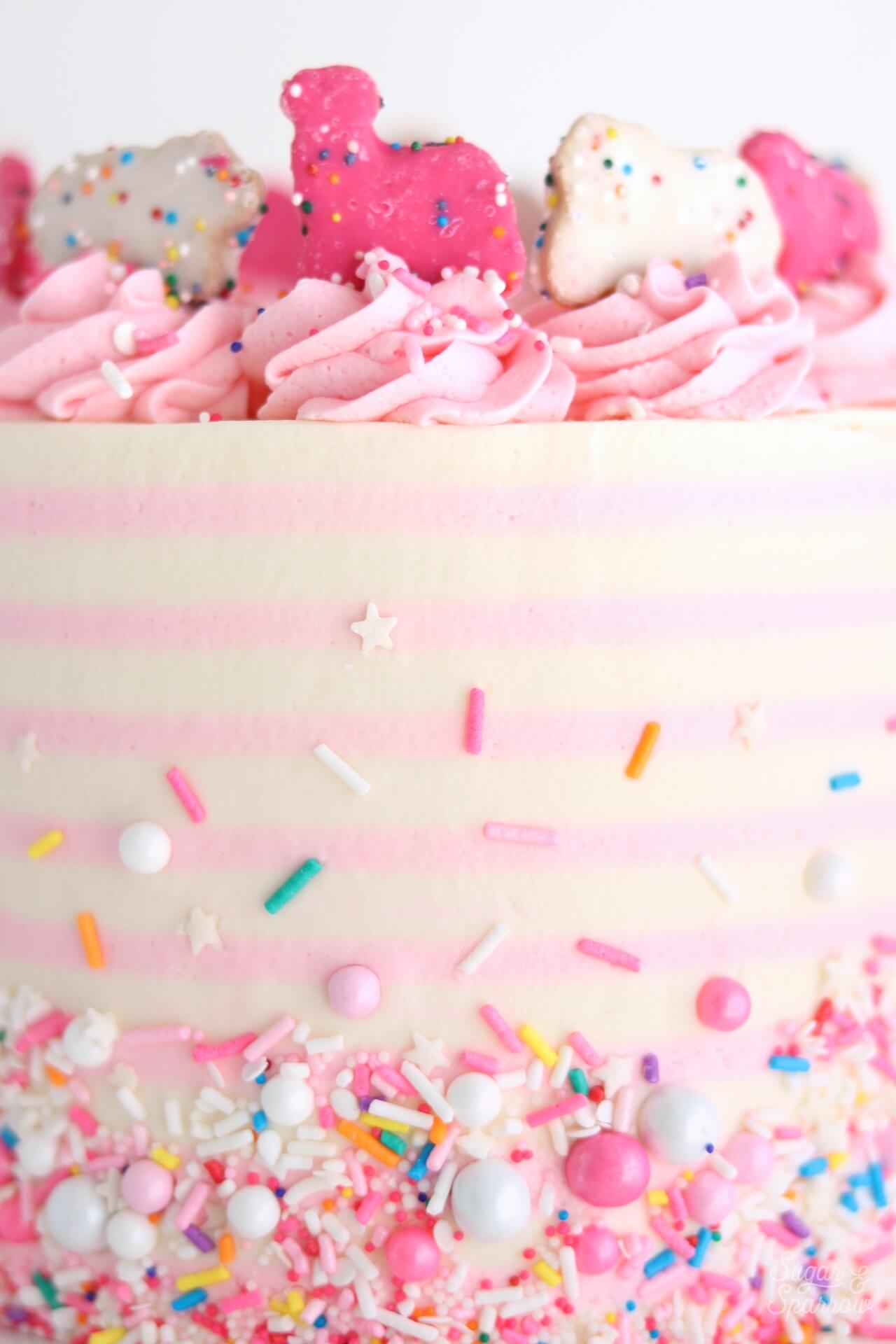 striped buttercream cake tutorial