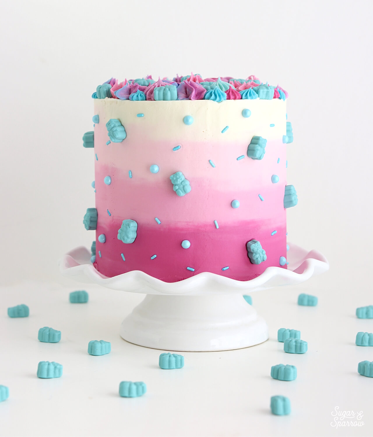 gummy bears on cake by sugar and sparrow