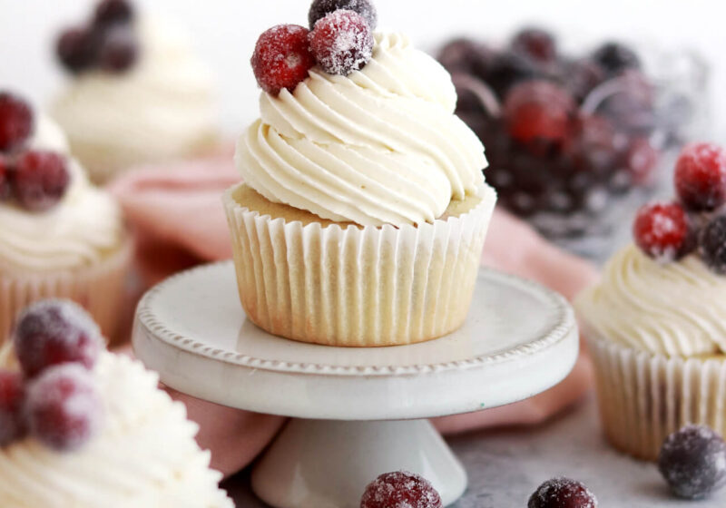 sugared cranberry cupcakes for the holidays