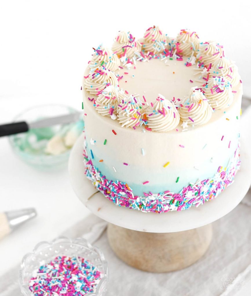 vegan vanilla cake with vanilla buttercream