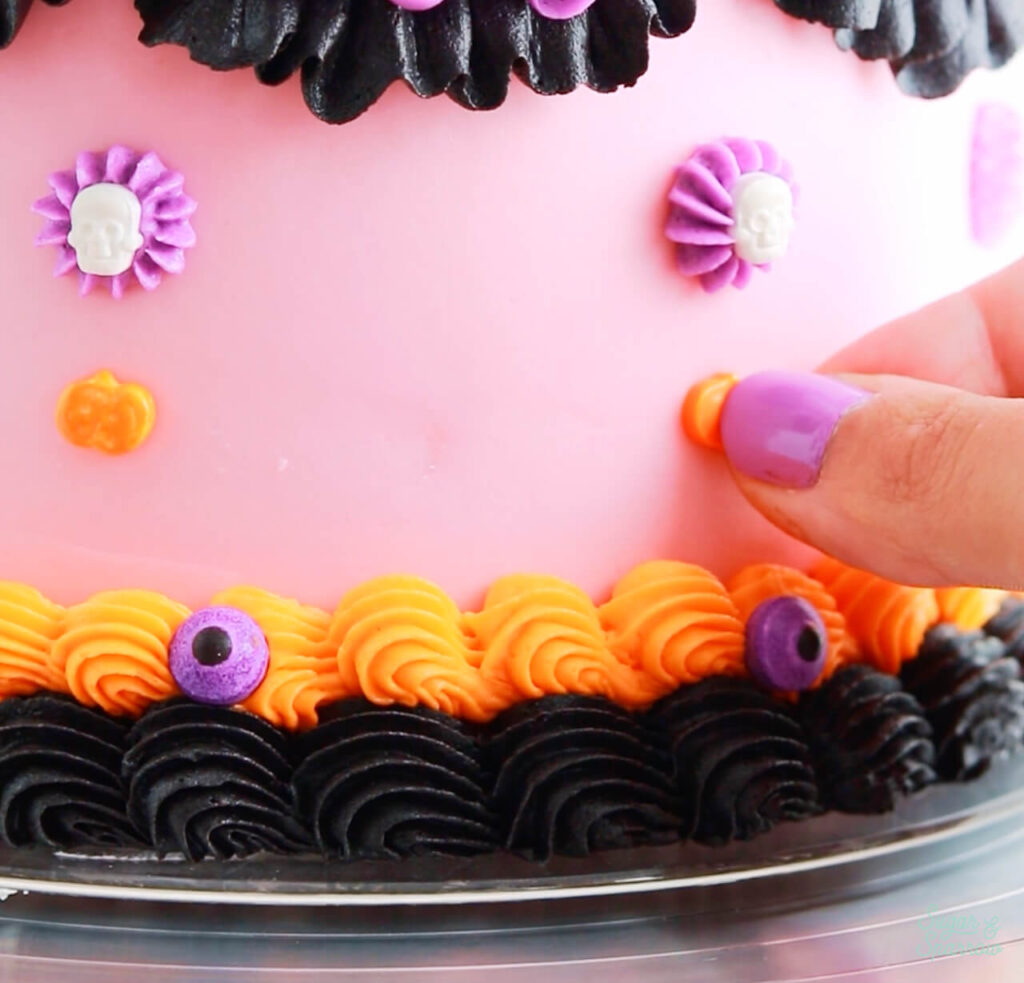 halloween sprinkles on vintage piped cake