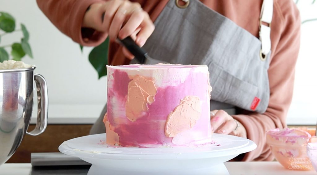 painted buttercream watercolor cake tutorial