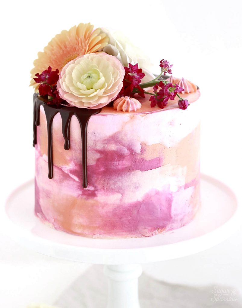 watercolor buttercream cake tutorial