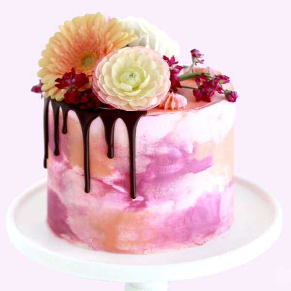 watercolor cake tutorial by sugar and sparrow