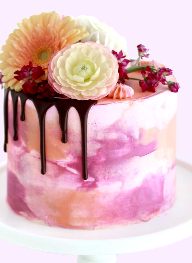 watercolor cake tutorial by sugar and sparrow