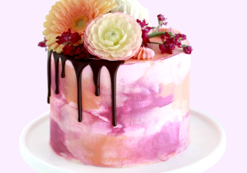 watercolor cake tutorial by sugar and sparrow