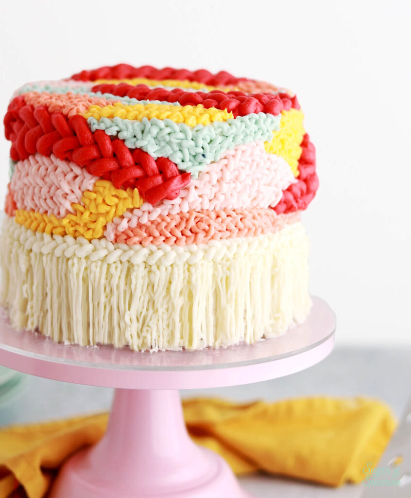 woven tapestry art cake by sugar and sparrow