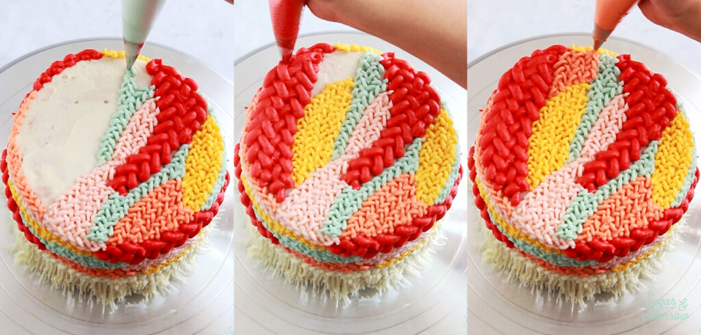 knitted buttercream tapestry cake tutorial