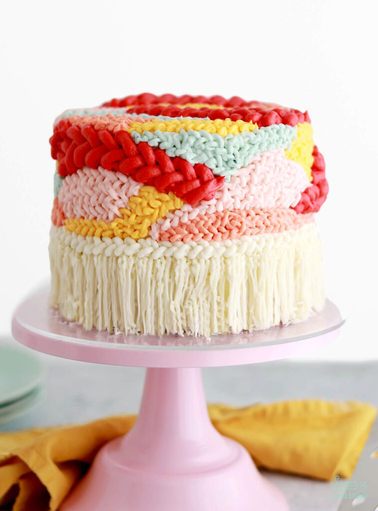 woven buttercream cake tutorial by sugar and sparrow