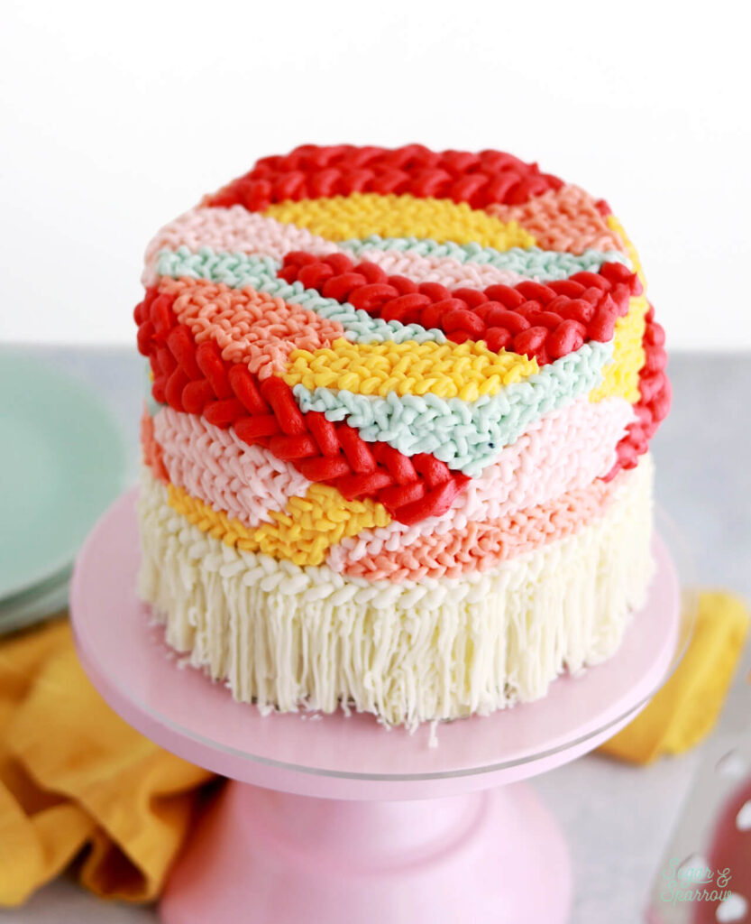 woven tapestry cake tutorial by sugar and sparrow