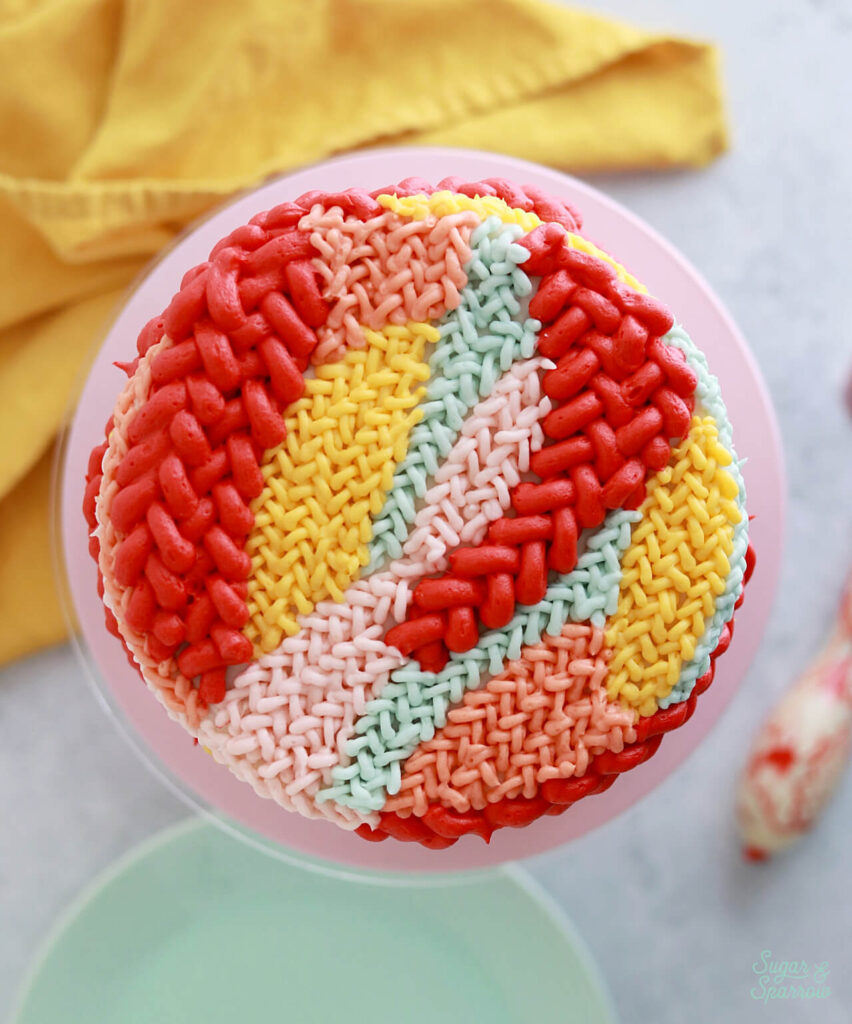 woven knit buttercream cake by sugar and sparrow