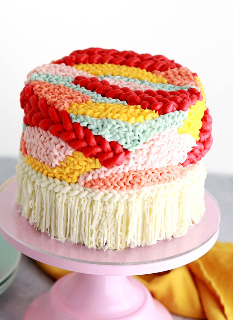 woven tapestry inspired cake tutorial by sugar and sparrow