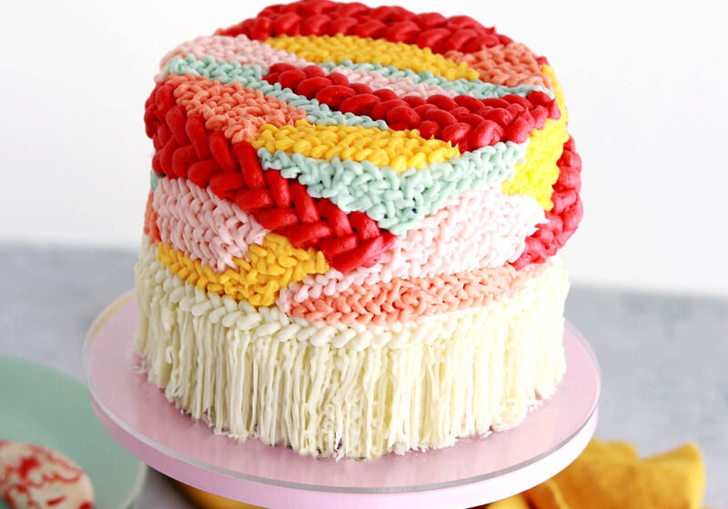 woven tapestry inspired cake tutorial by sugar and sparrow
